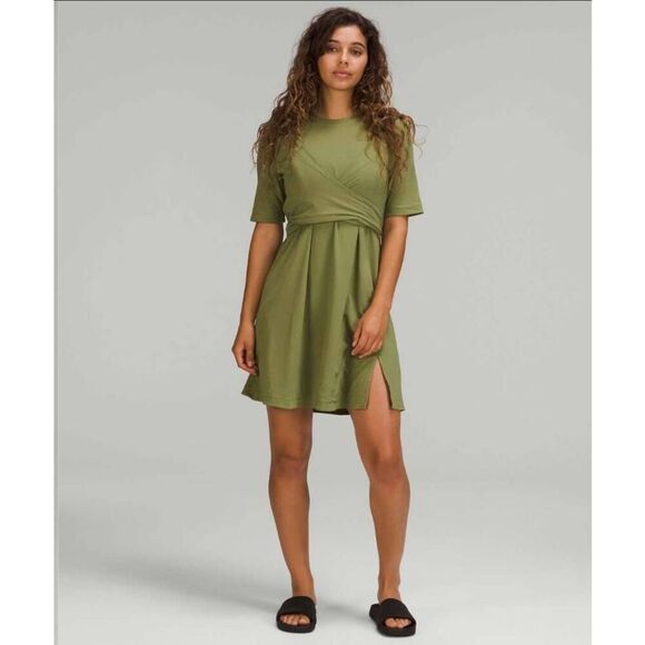 Lululemon Cotton Wrap Front T-shirt Dress Size 4 - Picture 1 of 7